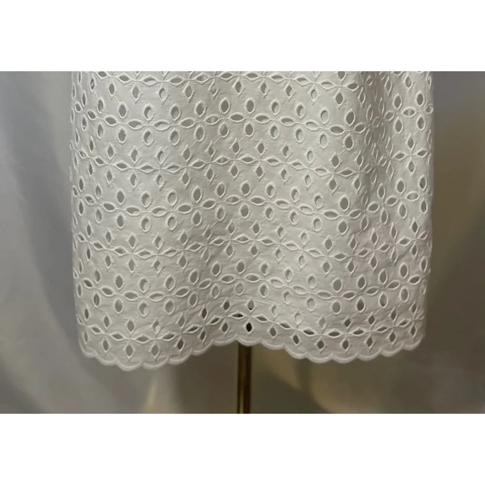 American Living White Eyelet Dress Women's Size 12 Ruffle Cap Sleeve Shift - Picture 9 of 15